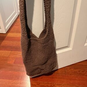 Brown Knit Shoulder Bag